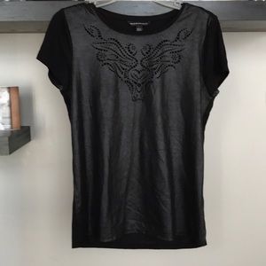 DONATING TOMORROW R&R faux leather cut out tee S